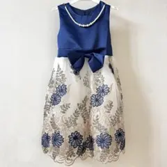 FORPEND 子供ドレス ネイビーブルー ネックレス付140cm 発表会