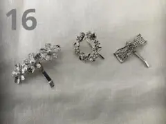 シルバー　ヘアカフ　3個セット　16 リボン　フラワー　リース