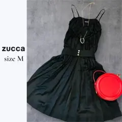【モード系】ZUCCa ズッカ プリーツ キャミワンピース ブラック M 日本製