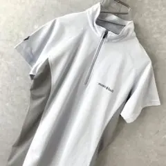 mont-bell ハーフジップ ストレッチシャツ 半袖 美品 ホワイト L