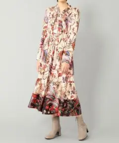 ★美品★ グレースコンチネンタル ペイズリープリントボウタイワンピース