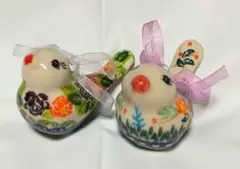 ポーリッシュポタリー 小鳥の置物2個セット