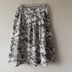 【美品】NEWYORKER フレアースカート　花柄　ブラウン系　7号