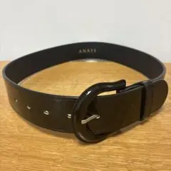 ANAYI 牛革エナメル　ベルト　黒