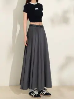 秋のデートに♡シンプルロングプリーツスカート