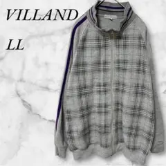 VILLAND　ジップアップジャケット　スウェット　チェック　LL　グレー