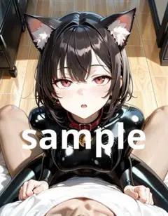 AI美女 アニメ イラスト A4ポスター ハロウィン猫コスプレ彼女@285