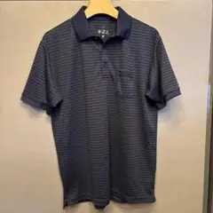 MENS ゴルフ　ポロシャツネイビー ブラック　ストライプ sizeＬ