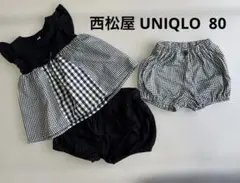 ギンガムチェック チュニックとショートパンツ 3点セット　サイズ80 夏服