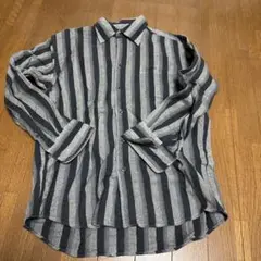 LANVIN ストライプ長袖シャツ グレー/ブラック