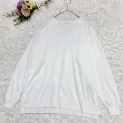 【ショコラフィネローブ】Vネック 長袖 ニット ゆったり ゆるだぼ ホワイト F