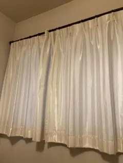 ホワイト ストライプ ドレープカーテン② 約106cm✖️約129cm