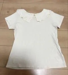 H&M アイボリー レース襟 Tシャツ