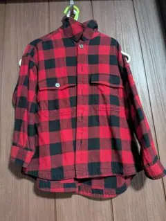 gu キッズ　チェックシャツ　110cm 秋　赤黒