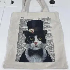 猫デザインのキャンバスエコバッグ