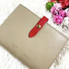 セリーヌ マルチファンクション 折り財布 ストラップウォレット グレージュ