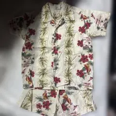 古波蔵商店　金城サワ子　南国風　花柄　鳥　セットアップ　白　アロハ