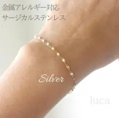 ペタルチェーン シルバー 　レディース サージカルステンレス 人気　ブレスレット