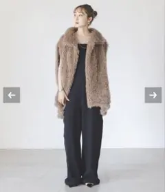 【美品】NOBLE ノーブル エコファー ロングコート フェイクファー 美品】NOBLE ノーブル エコファー ロングコート フェイクファー
