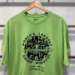 USA 古着 Ｔシャツ XLサイズ GILDAN グリーン フロントプリント