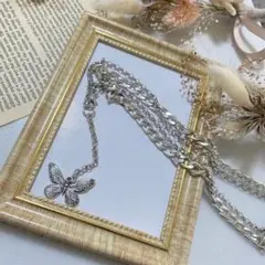 【新品・未使用】ネックレス 蝶 シルバー 2セット お得 韓国