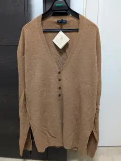 JUNMEN ブラウン Vネックニット Lサイズ