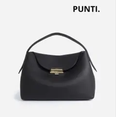 【美品】《PUNTI. / プンティ》MAGNOLIA ハンドバッグ　ブラック
