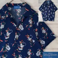 Disney ディズニーリゾート ミニー 総柄 オープンカラーシャツ アロハ