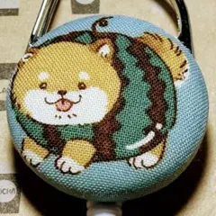 リールキーホルダーS396★ハンドメイド　スイカ♡柴ちゃん