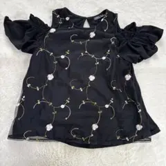 JILL ROSE フリル付きブラック半袖シャツ 150