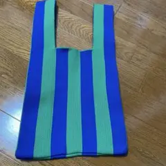青と緑のストライプ エコバッグ