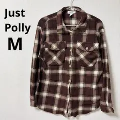 Just Polly M チェック柄 ネルシャツ フリース 秋冬 カジュアル