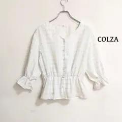 COLZA ブラウス　カットソーシャツ　オフィス　格子柄　七分袖　a4327