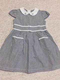 柄襟付きワンピース 110 ストライプ