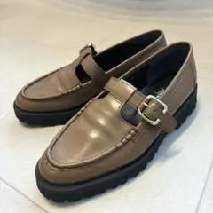23AW 未使用級　ギンザカネマツ♡厚底ローファー　Tストラップ　ブラウン　23
