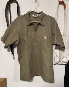 BEN DAVIS USA製 カーキ YKKジップ プルオーバー ワークシャツ