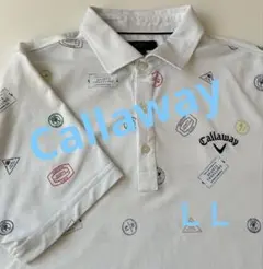キャロウェイ　Callaway ポロシャツ 半袖　刺繍ロゴ　ホワイト　サイズLL