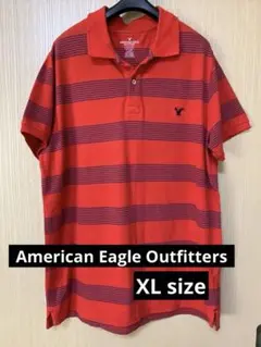 【美品】アメリカンイーグル　赤青ボーダーポロシャツ　XL size ゆったり