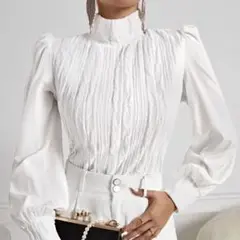 ハイネック　トップス　ホワイト　ZARA Bershka H&M パフスリーブ