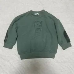 男の子　長袖トレーナー　90cm ベビー　グリーン　ゆるキャラ　冬服
