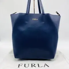 美品✨入手困難品 A4収納 フルラ マキシロゴ トートバッグ レザー ネイビー