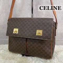 激レア・美品✨CELINE ショルダーバッグ マカダム ガンチーニ 2連 茶色
