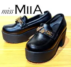 極美品✨️ミスミア ビットローファー 厚底 レザー 黒MA3723