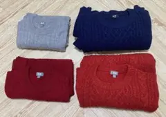 【4点まとめ売り】ユニクロ クルーネックケーブルニット　L・XL