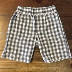 韓国風　くすみカラー チェック柄ハーフパンツ 100cm