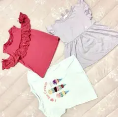 アプレレクール　レースオフショルTシャツ　ピンク　ピューピルハウス　アイス　３点