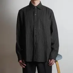 TAKEO KIKUCHI ストライプ柄長袖シャツ ブラック系/YW33