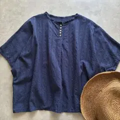 美品 ノップドゥノッド nop de nod レース ドルマンプルオーバー 紺
