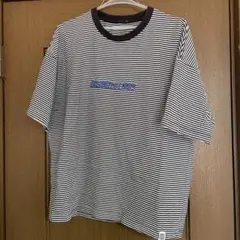 ストライプ柄 半袖Tシャツ ロゴ入り