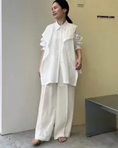 【お値下げ】stunninglureｒストライプストレートパンツ オフホワイト